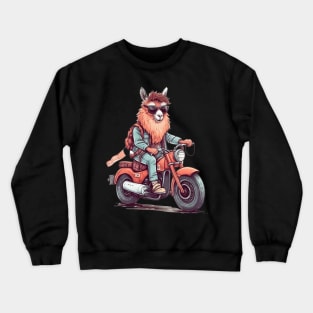 Llama on a motorcycle Crewneck Sweatshirt